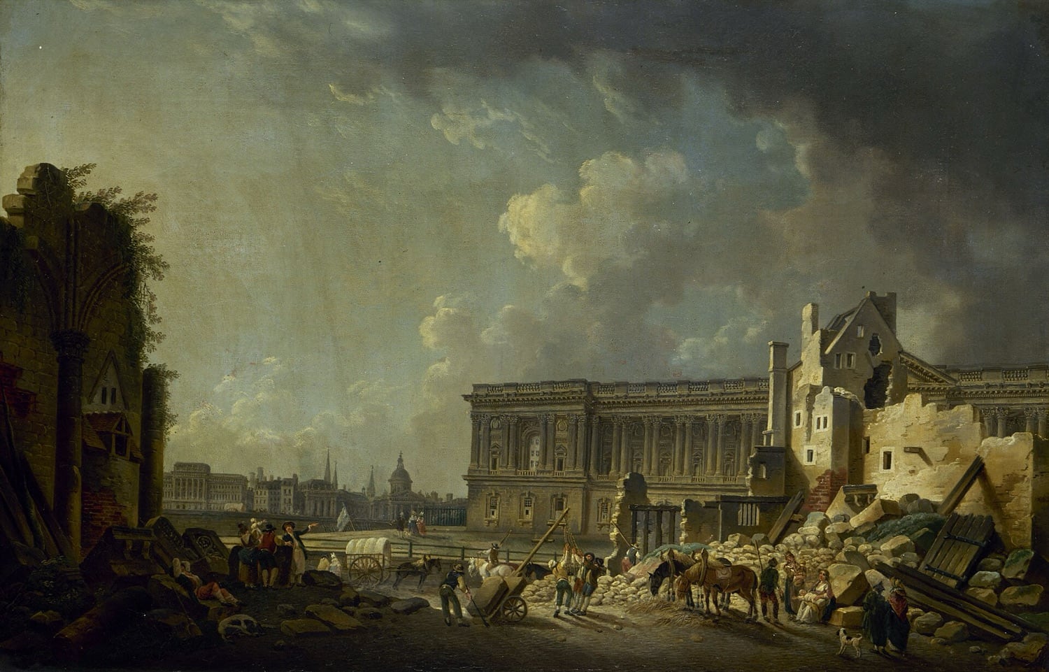 Chantier devant la colonnade du Louvre, tableau de Pierre-Antoine Demachy